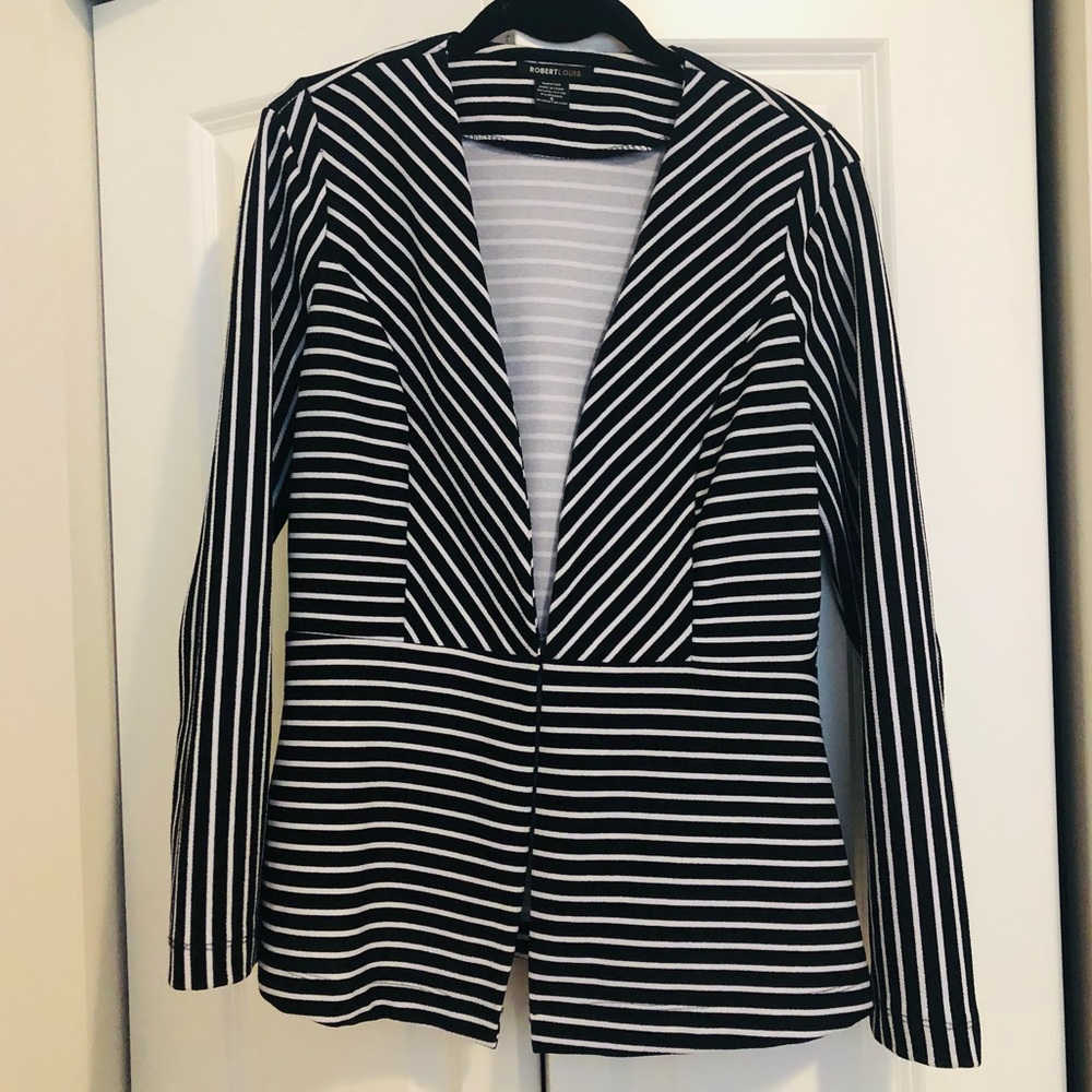 Black and white striped blazer